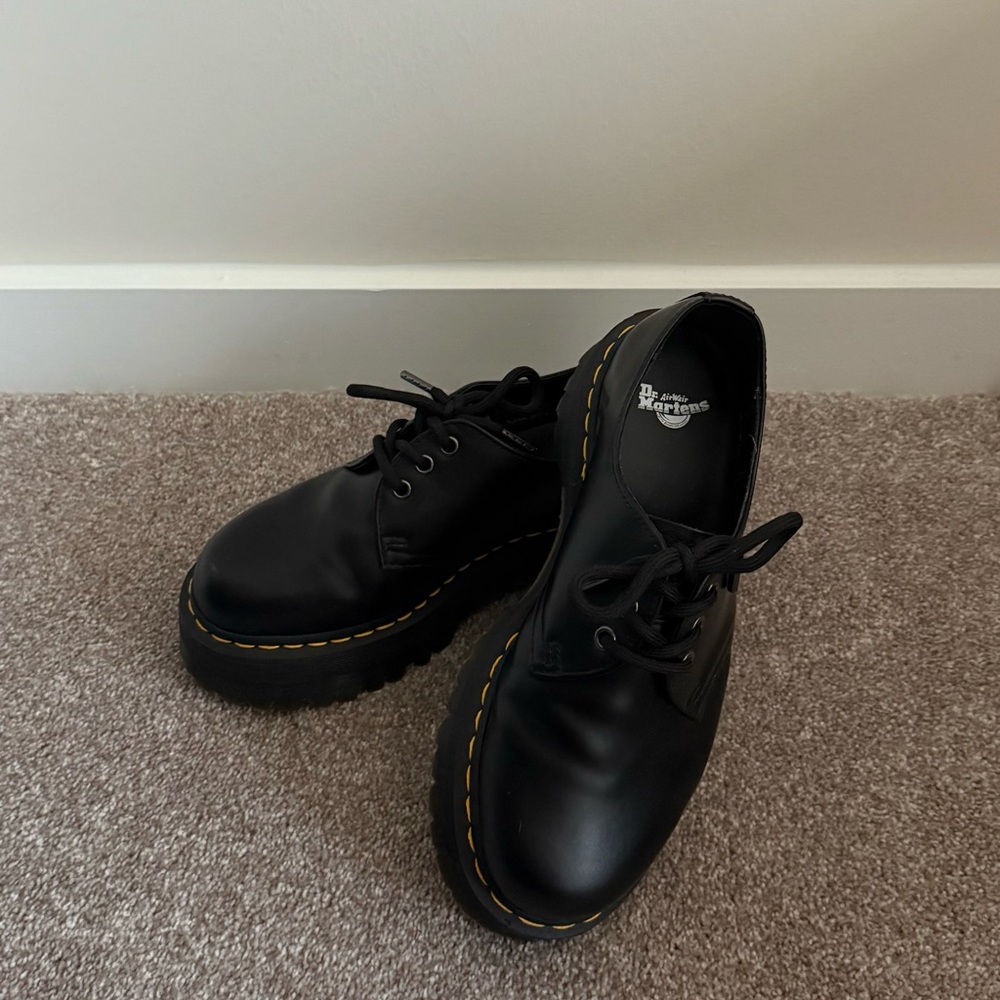 Dr. Martens 1461 Black Platform Genix Nappa Reclaimed Leather Oxford Shoes